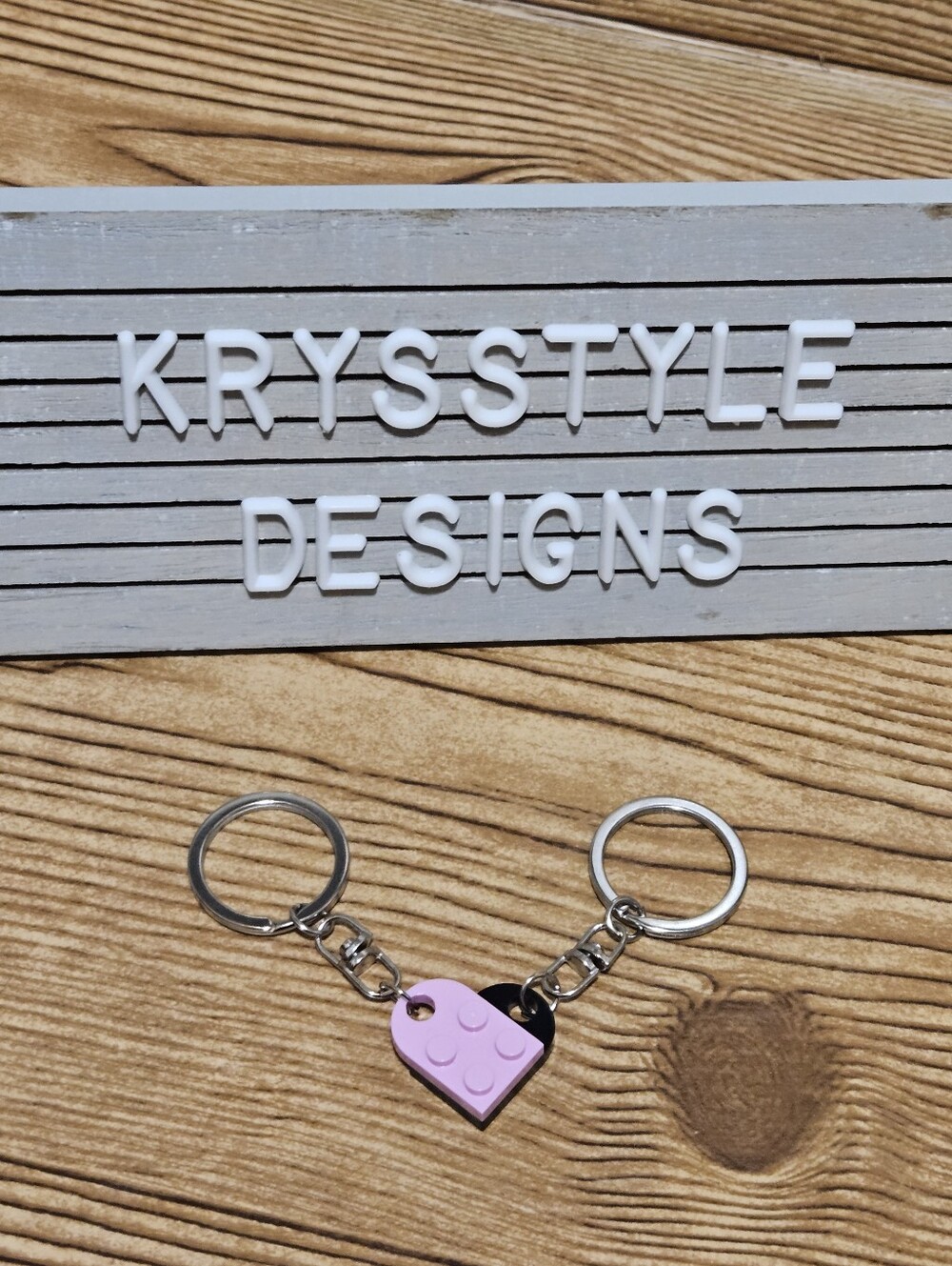 Interlocking Brick Paired Key Rings Heart Best Friends